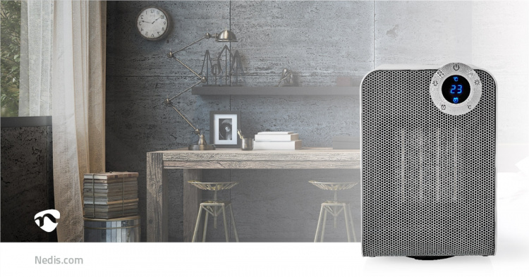 Nedis SmartLife keraaminen PTC-tuuletinlämmitin | 1800 W | 3 Lämpöasetusta | Oskillaatio | Näyttö | 15 - 35 °C | Android™ / IOS | Valkoinen