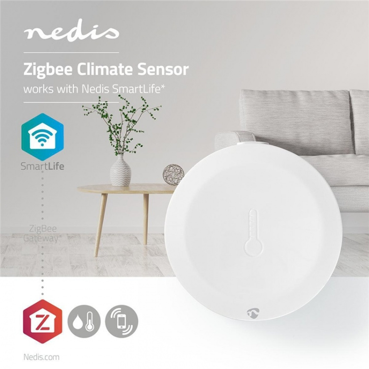 Nedis SmartLife-ilmastoanturi | Zigbee 3.0 | Paristokäyttöinen | Android™ / IOS | Valkoinen Nedis SmartLife-ilmastoanturi | Zigbee 3.0 | Paristokäyttöinen | Android™ / IOS | Valkoinen