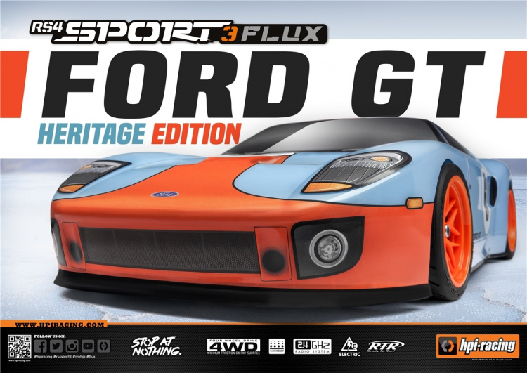 HPI RS4 Sport 3 Flux Ford GT Heritage Edition 1:10 Electric Onroad