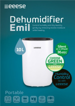 Emil - tyst avfuktare 40dB, 40m2, timer, 2 hastigheter, torkläge