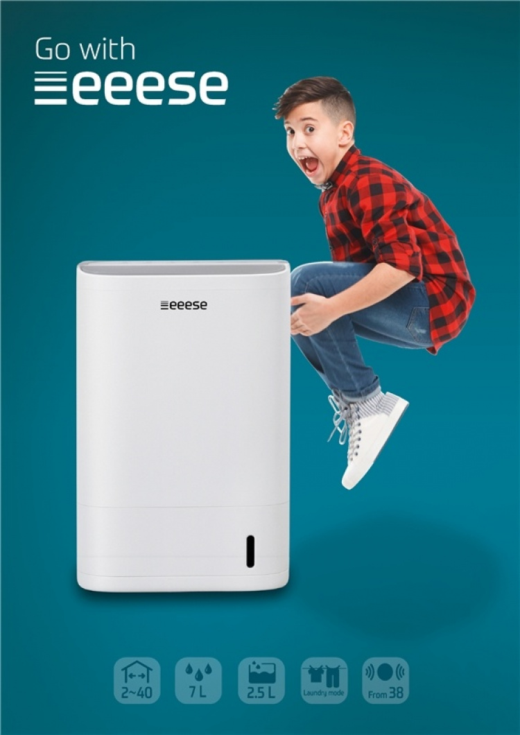 Mark - kompakt & tyst avfuktare, timer, 40m2, absorptionsteknologi - Arbetstemperatur