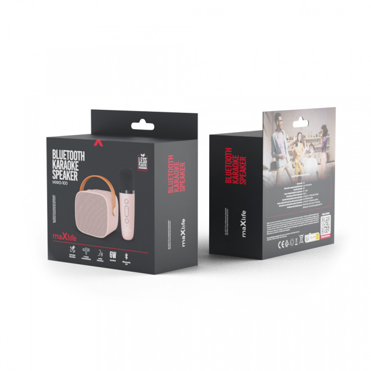 Maxlife MXKS-100 karaokesetti Bluetoothilla, vaaleanpunainen