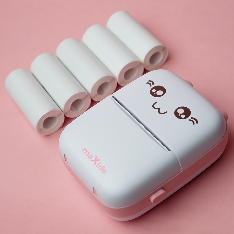 Maxlife MXTP-100 Lämpötulostin - Kannettava minitulostin Bluetoothilla, vaaleanpunainen väri 