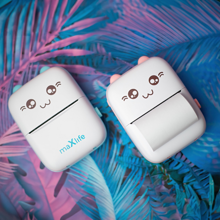Maxlife MXTP-100 Lämpötulostin - Kannettava minitulostin Bluetoothilla, vaaleanpunainen väri 