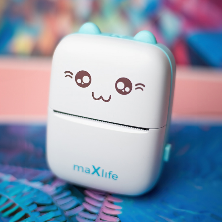 Maxlife MXTP-100 Lämpötulostin - kannettava minitulostin Bluetoothilla, sininen