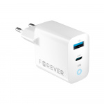 Forever TC-06-20AC PD QC seinälaturi 1x USB-C 1x USB 20W Forever TC-06-20AC PD QC seinälaturi 1x USB-C 1x USB 20W