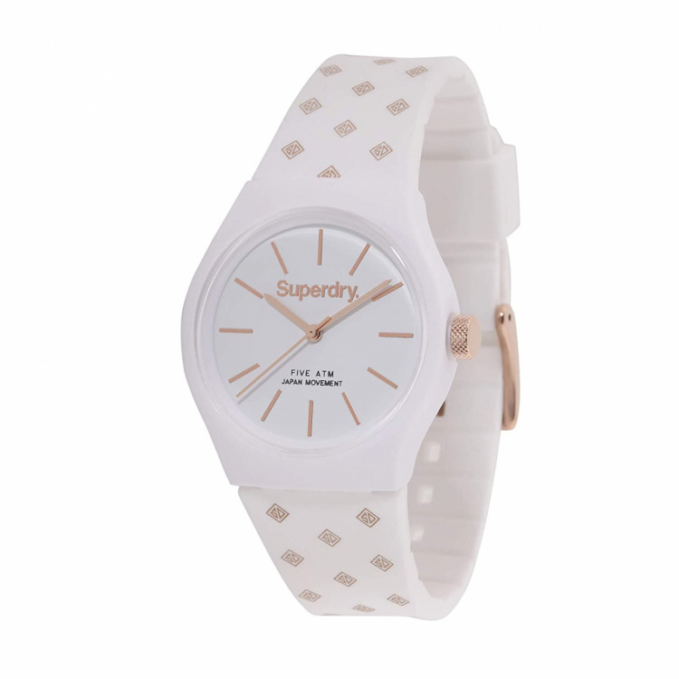 Superdry SDSYG166WRG - 38mm kello 5 barin vedenkestävyydellä, Valkoinen/Kultainen