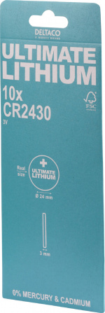 DELTACO Ultimate Lithium-batteri, 3V, CR2430-knappcell, 10-pack