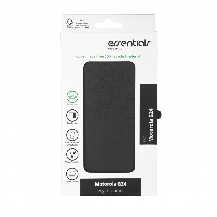 Essentials Motorola Moto G24 PU wallet, 3 cards, black