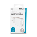DELTACO USB-C väggladdare 45 W, 2x USB-C PD, slimmad storlek, total effekt 45 W DELTACO USB-C väggladdare 45 W, 2x USB-C PD, slimmad storlek, total effekt 45 W