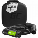 Greencell Laddkabel Elbil Ev09 Typ2 5M 7,2Kw 32A 1-Fas Svart Ip55