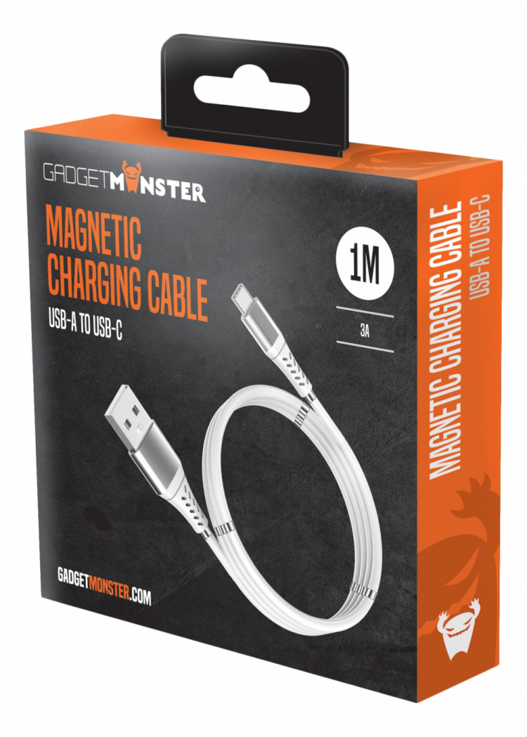GadgetMonster Magneettinen USB-C-latauskaapeli, ei kaapelisotkua, 2,4A, 1 m