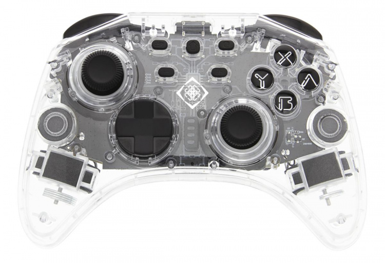 DELTACO Nintendo Switch -ohjain, läpinäkyvä, RGB, makronäppäimet