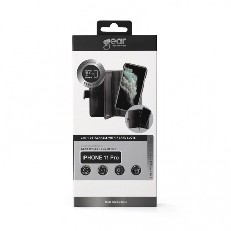 Gear Lompakko 2in1 7 Korttipaikkaa Musta - iPhone 11 Pro Gear Lompakko 2in1 7 Korttipaikkaa Musta - iPhone 11 Pro