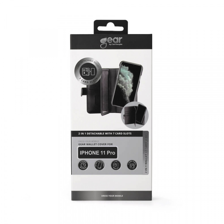 Gear Lompakko 2in1 7 Korttipaikkaa Musta - iPhone 11 Pro Gear Lompakko 2in1 7 Korttipaikkaa Musta - iPhone 11 Pro