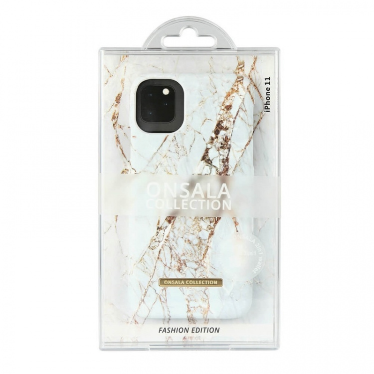Onsala COLLECTION Suojakuori Matta White Rhino Marble iPhone 11