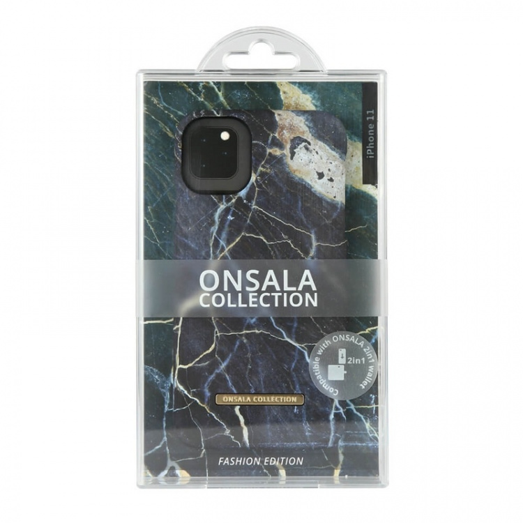 Onsala COLLECTION Suojakuori Matta Black Galaxy Marble iPhone 11