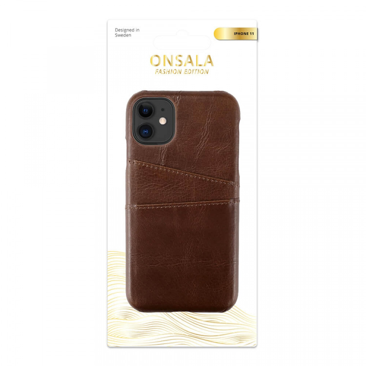 Onsala COLLECTION Suojakuori Nahka Ruskea iPhone 11 Korttitasku Onsala COLLECTION Suojakuori Nahka Ruskea iPhone 11 Korttitasku