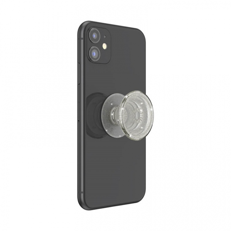 PopSockets Clear Glitter Silver Irrotettava Grip Telinetoiminnolla