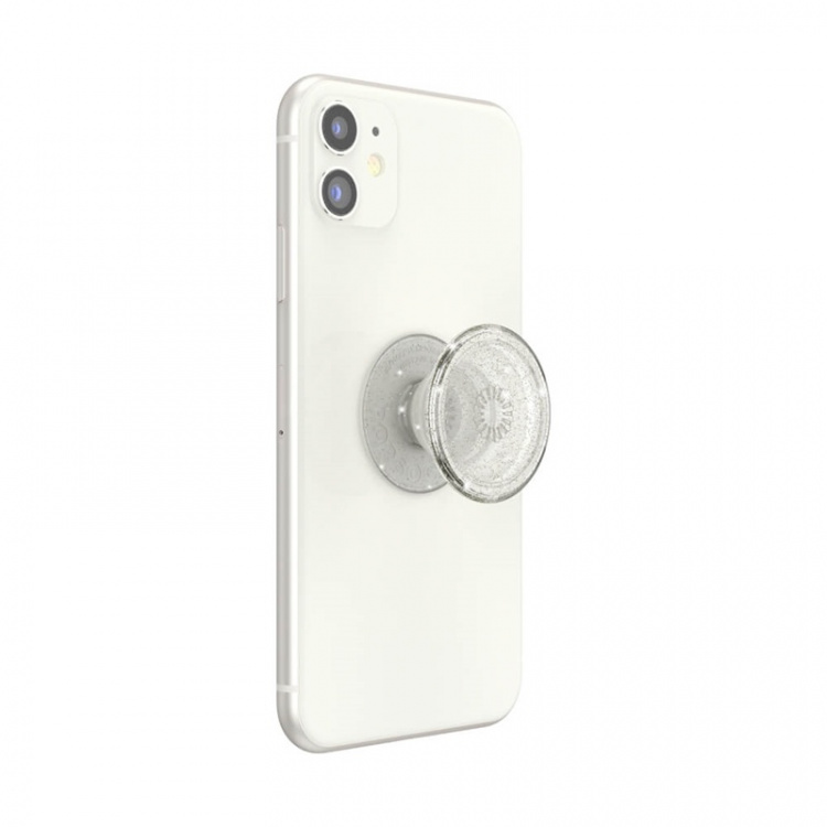 PopSockets Clear Glitter Silver Irrotettava Grip Telinetoiminnolla
