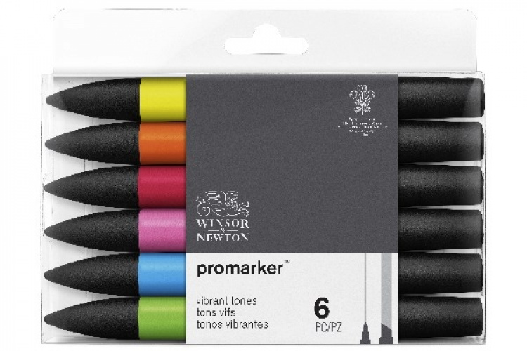 Winsor Promarker 6st, Vibrant Tones Winsor Promarker 6st, Vibrant Tones