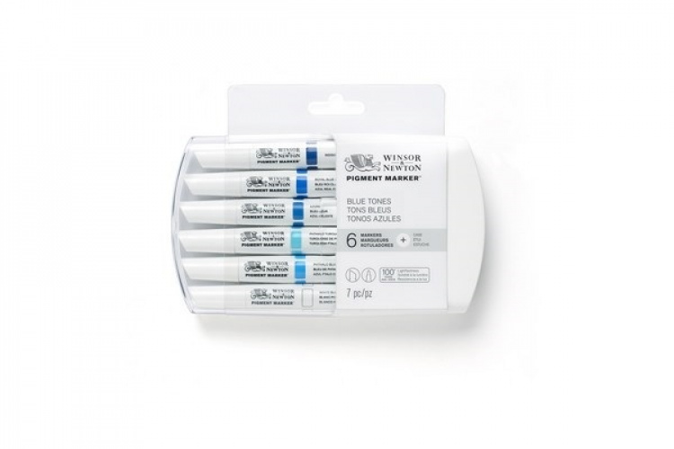 Winsor Pigmenttimerkki 6kpl, sinisiä sävyjä
