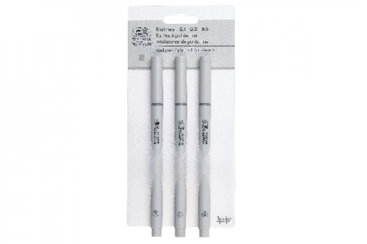 Winsor Fineliner Cool Grey 3st 0.1, 0.3, 0.5mm Winsor Fineliner Cool Grey 3st 0.1, 0.3, 0.5mm