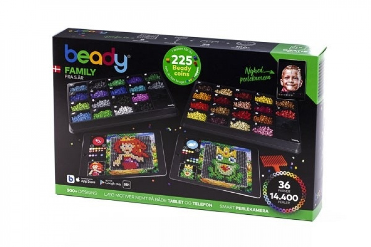 Beady Family 14.400 pärlor, 8 plattor, 1 pärlskrapa