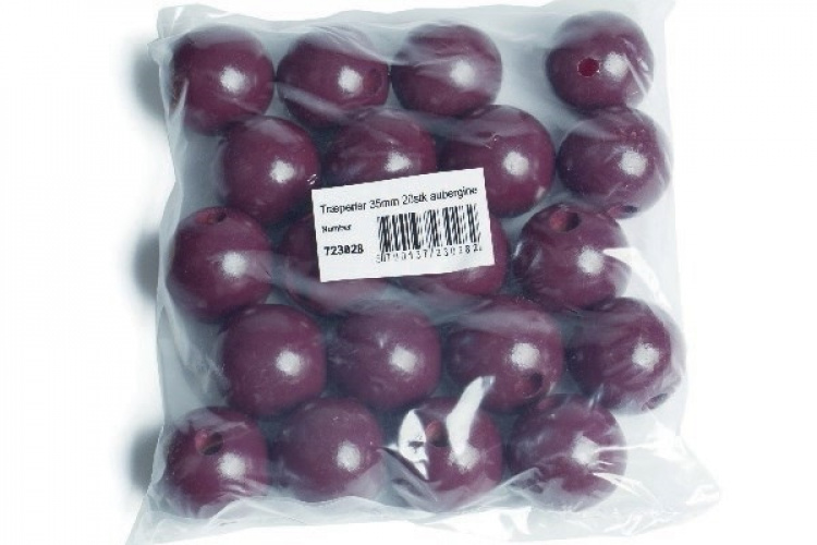 Träpärlor 35mm 20st, Aubergine