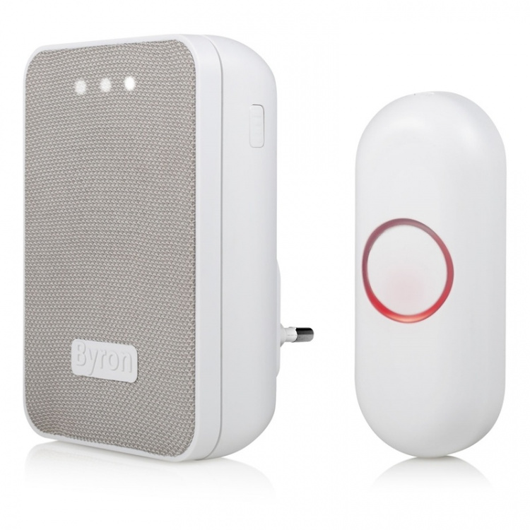 Byron Trådlös dörrklocka med tygfront Plug-in 230V Byron Trådlös dörrklocka med tygfront Plug-in 230V