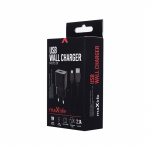 MXTC-01 USB-seinälaturi, pikalataus (2.1A) + microUSB-kaapeli, musta