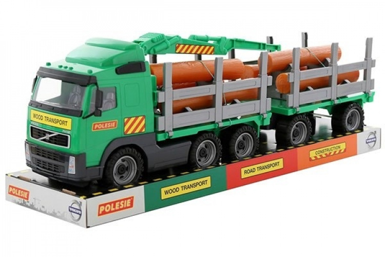 Volvo Lastbil med Timmer, Kran och Släp 775x190x255mm