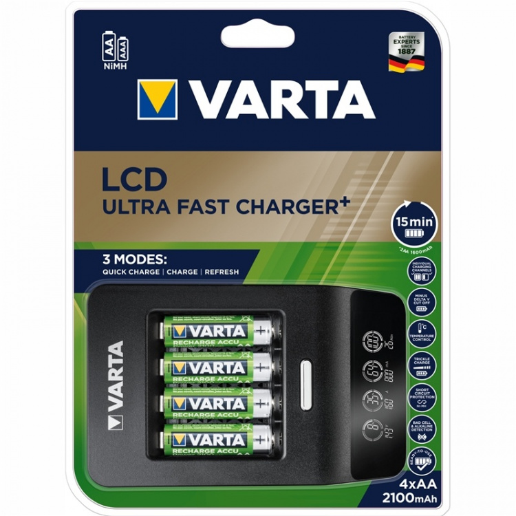 Varta LCD Ultra nopea laturi AA/AAA sis. 4xAA