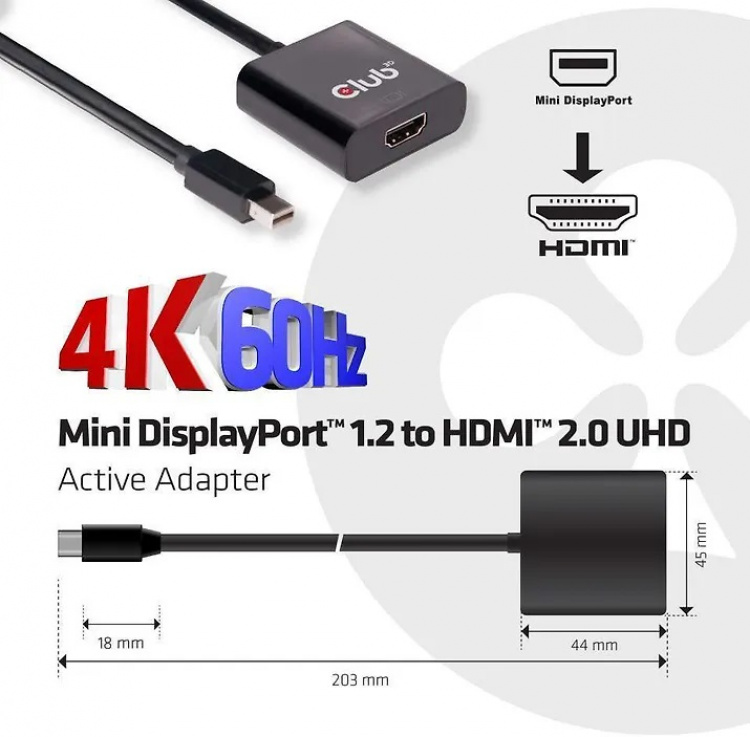 Club 3D Mini Displayport 1.2 - HDMI 2.0 -sovitin CAC-2170
