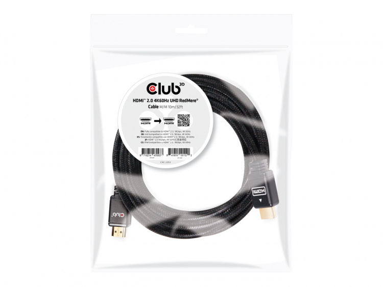CLUB3D HDMI 2.0 4K60Hz RedMere cable 10m/32.8ft