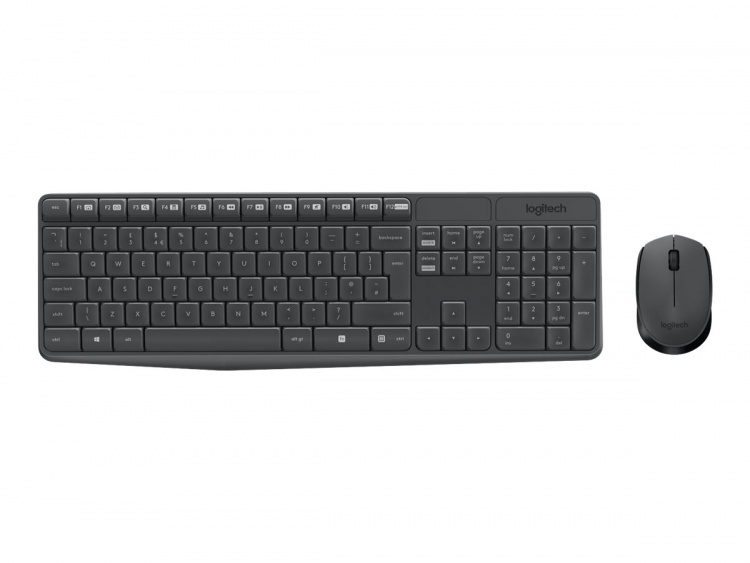 Logitech MK235 Näppäimistö RF Langaton QWERTY American International Harmaa