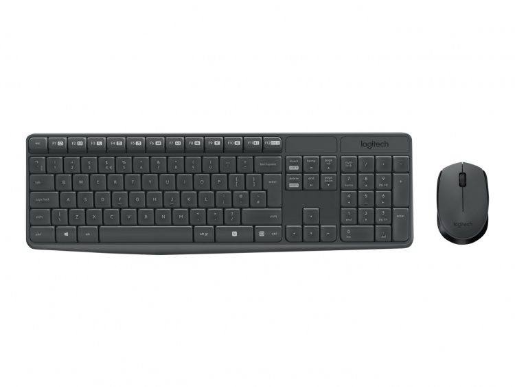 Logitech MK235 Näppäimistö RF Langaton QWERTY American International Harmaa