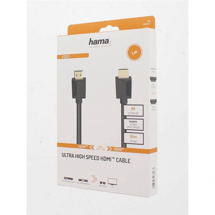 Hama Johto HDMI Ultra High Speed 8K 48Gbit/s Musta 1.0m Hama Johto HDMI Ultra High Speed 8K 48Gbit/s Musta 1.0m