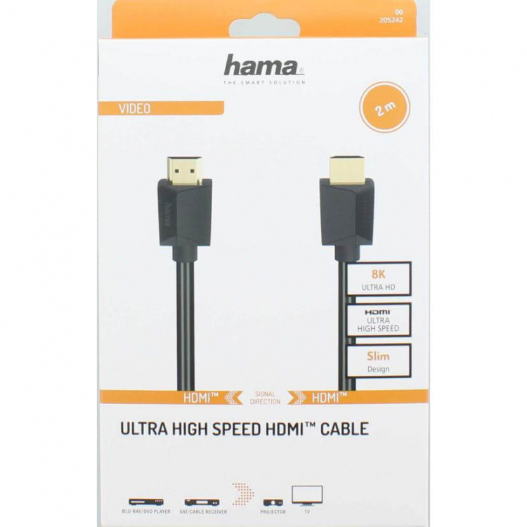 Hama Johto HDMI Ultra High Speed 8K 48Gbit/s Musta 2.0m Hama Johto HDMI Ultra High Speed 8K 48Gbit/s Musta 2.0m