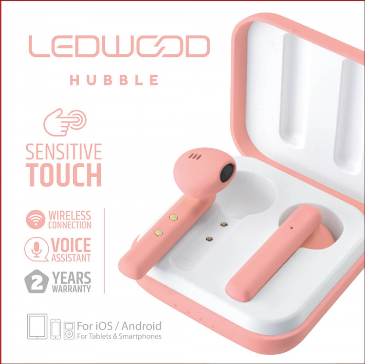 LEDWOOD Kuuloke Hubble TWS True Langaton In-Ear Rosa Mic