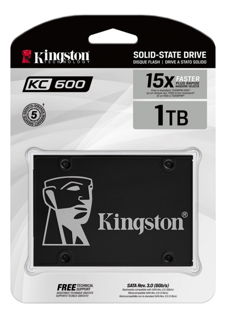 Kingston KC600 SSD-levy, SATA, 1024GB, 2,5