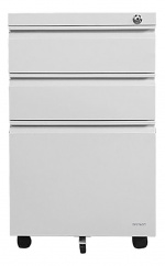 DELTACO OFFICE pyörällinen laatikosto, 3 laatikkoa, lukitus, valkoinen