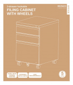 DELTACO OFFICE pyörällinen laatikosto, 3 laatikkoa, lukitus, valkoinen