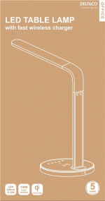 DELTACO OFFICE LED-pöytälamppu, langaton pikalataus, ajastin, valk. DELTACO OFFICE LED-pöytälamppu, langaton pikalataus, ajastin, valk.