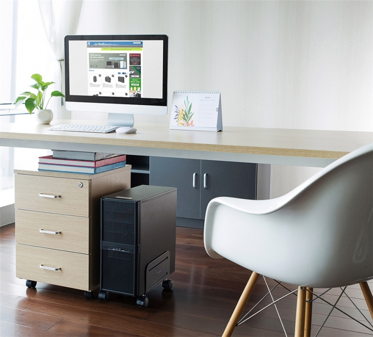 DELTACO OFFICE liikuteltava keskusyksikköteline, musta