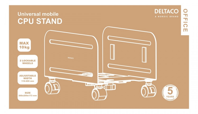 DELTACO OFFICE liikuteltava keskusyksikköteline, musta