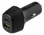 DELTACO USB-autolaturi, 1x USB-C, PD 18W, 1x USB-A, 18W, yhteensä 36W