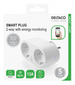 DELTACO SMART HOME älypistorasia, Wi-Fi, 2xCEE 7/3, virrank. seuranta