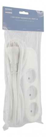 Nordic Quality Danish power outlet with 3 earthed sockets, PVC cable (