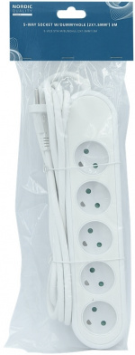 Nordic Quality Power 5-way socket w/dummyhole (D), 3m